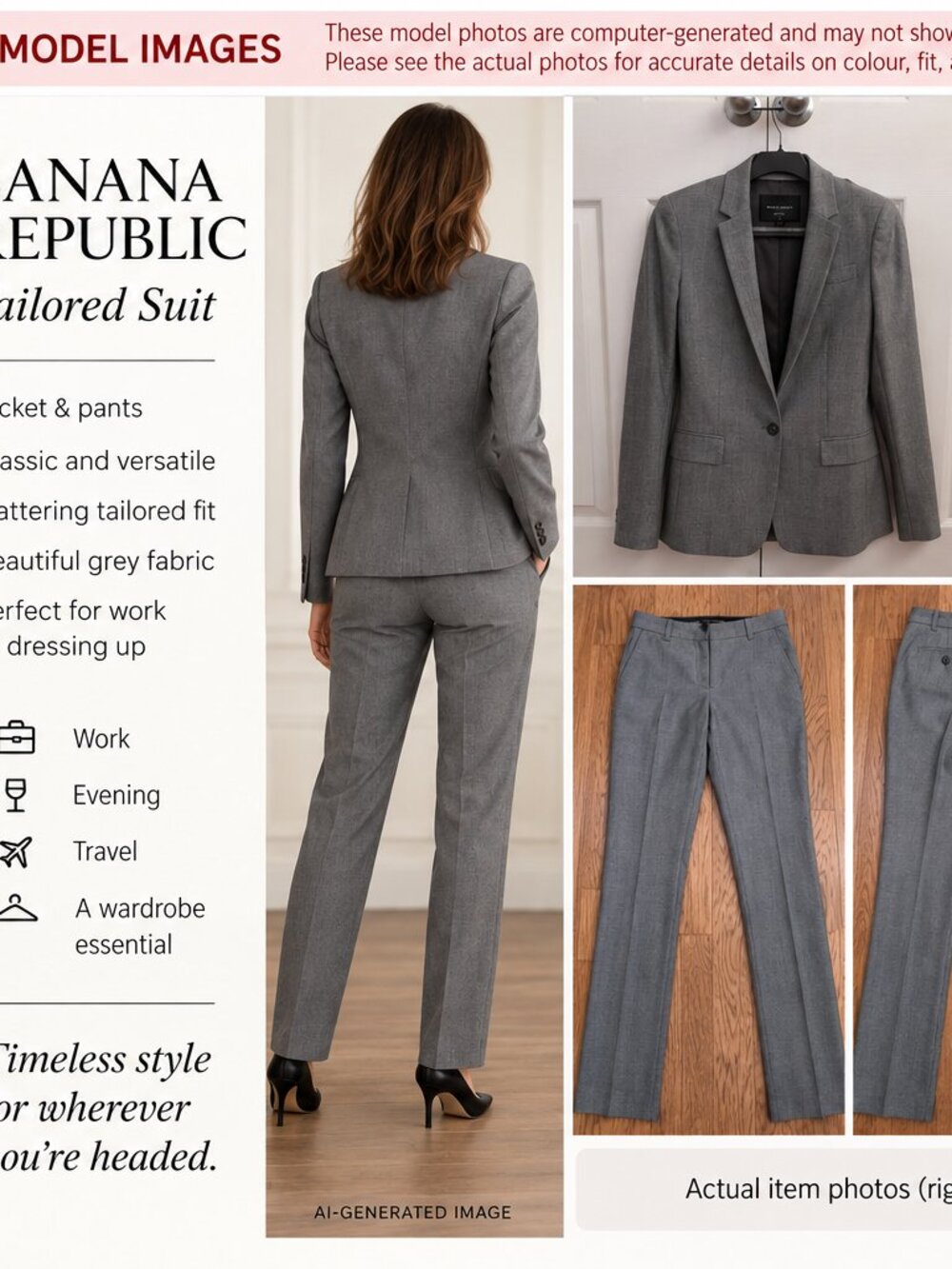 Banana Republic Women's Gray Two-Piece Suit EUC